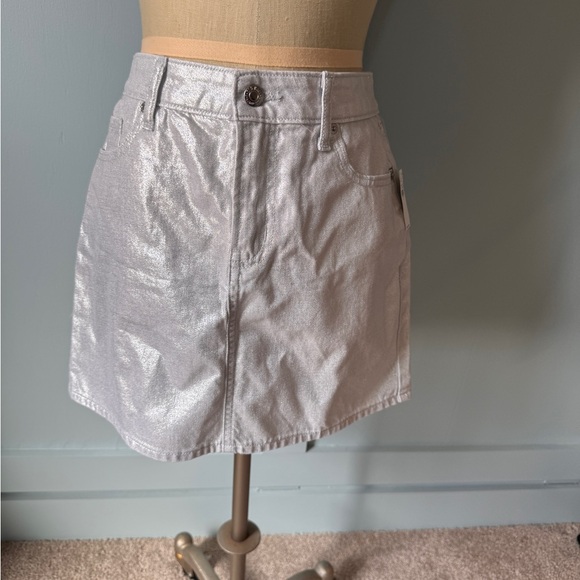 Old Navy Metallic Silver A-Line Skirt - Picture 1 of 6
